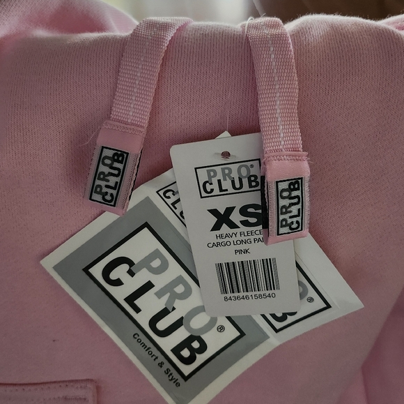 PRO CLUB Pink Cargo Sweat Pants - Picture 3 of 6